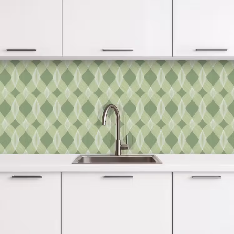 Keuken achterwand - Saliegroen - Geometrisch - Organisch - Traliewerk - Patroon — 4