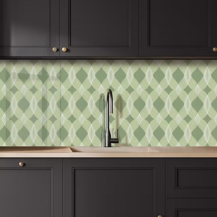 Keuken achterwand - Saliegroen - Geometrisch - Organisch - Traliewerk - Patroon — 6