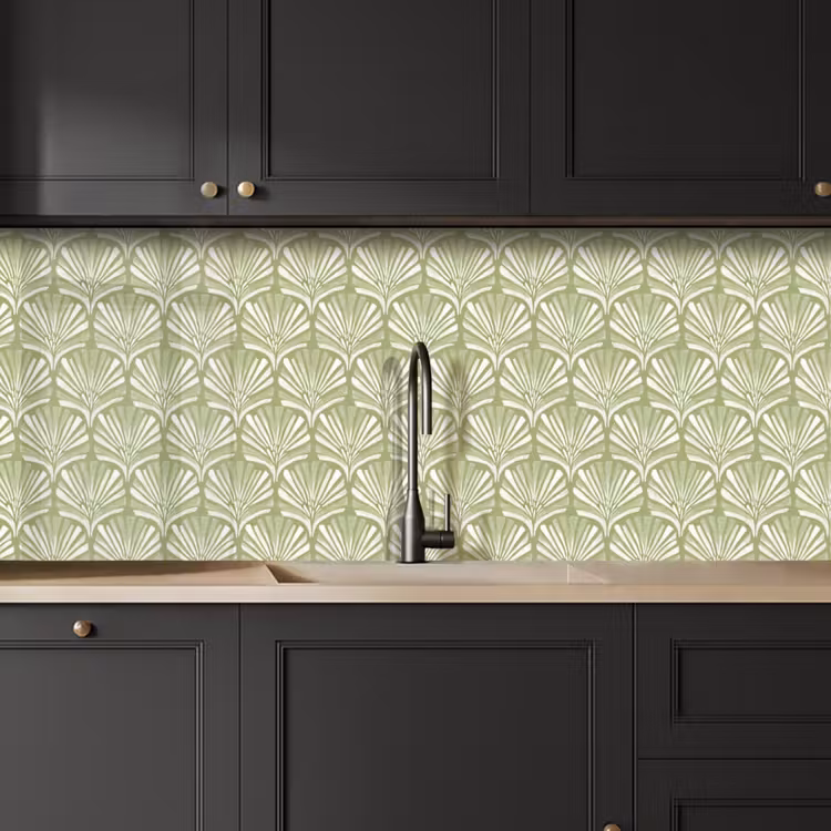 Keuken achterwand - Saliegroen - Ginkgo Biloba - Waaier - Patroon — 6