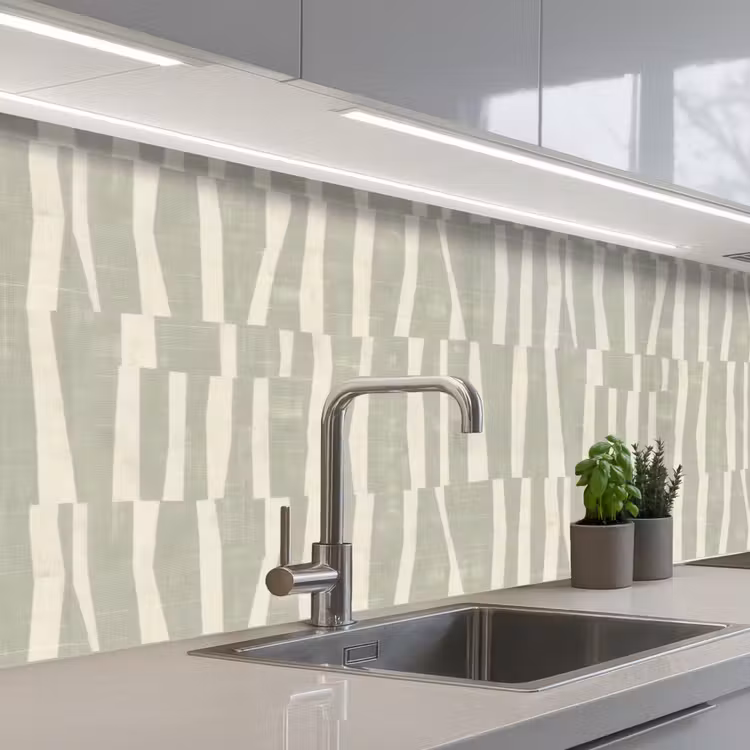Keuken achterwand - Saliegroen - Strepen - Geometrisch - Textuur - Patroon — 2