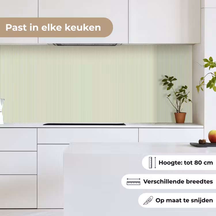 Keuken achterwand - Saliegroen - Strepen - Minimalistisch - Patroon — 7