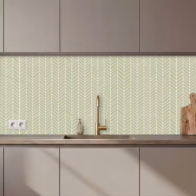 Keuken achterwand - Saliegroen - Visgraat - Geometrisch - Patroon — 1