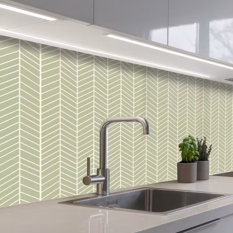 Keuken achterwand - Saliegroen - Visgraat - Geometrisch - Patroon — 2