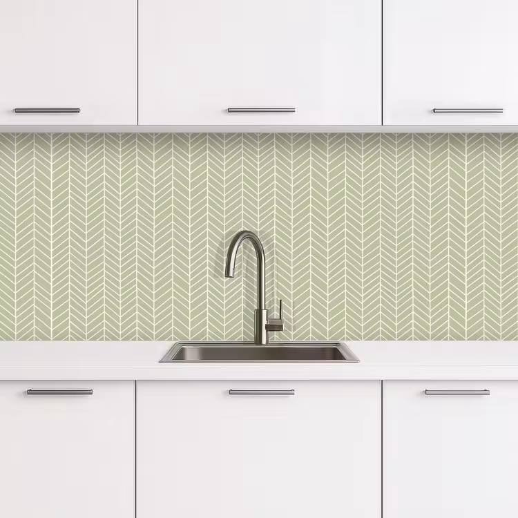 Keuken achterwand - Saliegroen - Visgraat - Geometrisch - Patroon — 4