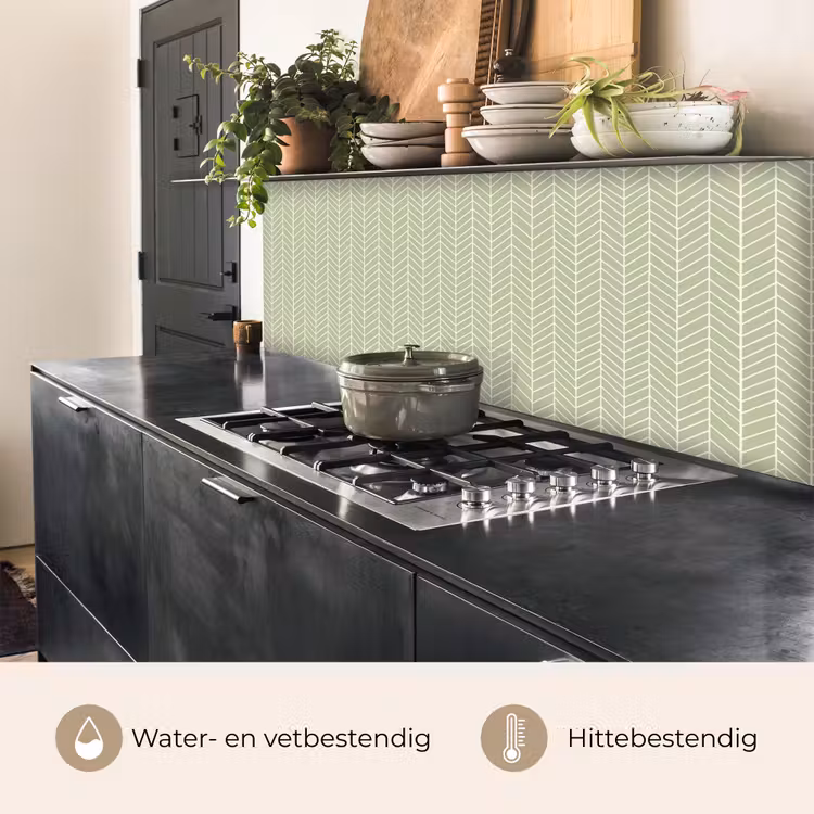 Keuken achterwand - Saliegroen - Visgraat - Geometrisch - Patroon — 5