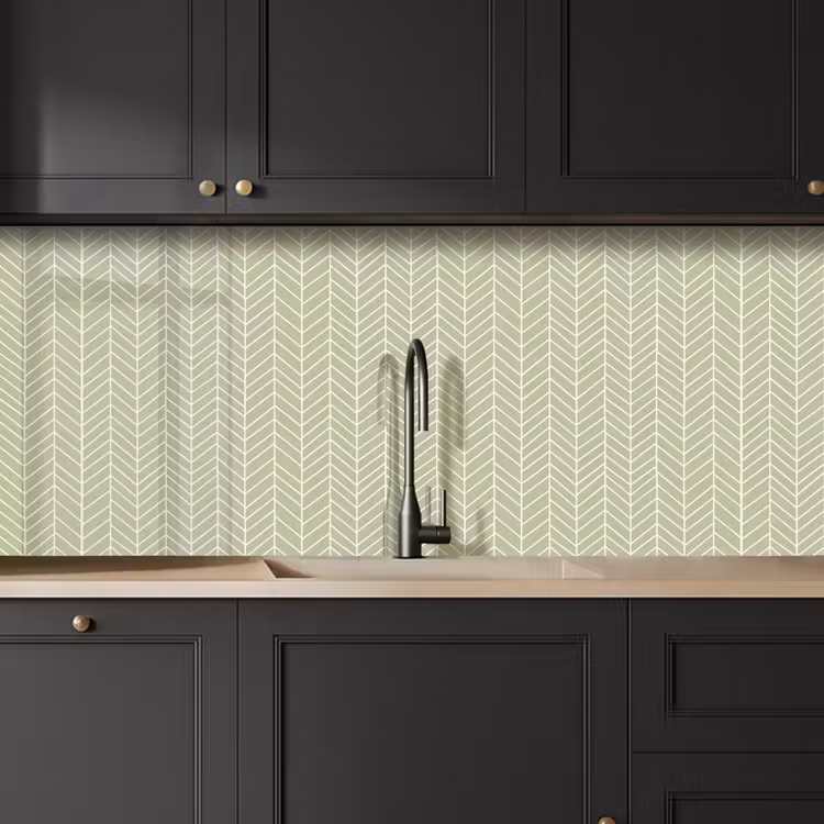 Keuken achterwand - Saliegroen - Visgraat - Geometrisch - Patroon — 6