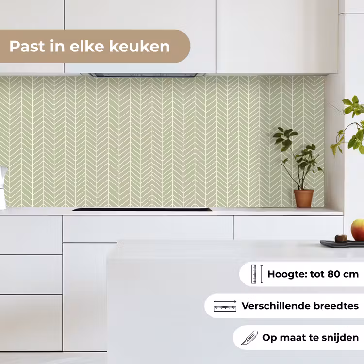 Keuken achterwand - Saliegroen - Visgraat - Geometrisch - Patroon — 7