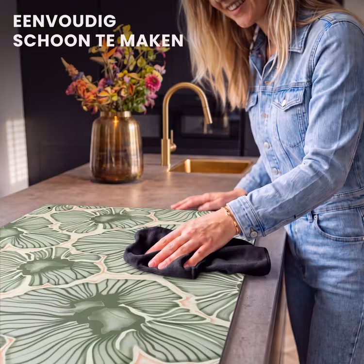 Inductiebeschermer & spatscherm (2in1) - Groen - Botanisch - Bloemen - Organisch - Patroon — 5