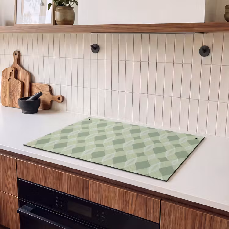 Inductiebeschermer & spatscherm (2in1) - Saliegroen - Geometrisch - Organisch - Traliewerk - Patroon — 3