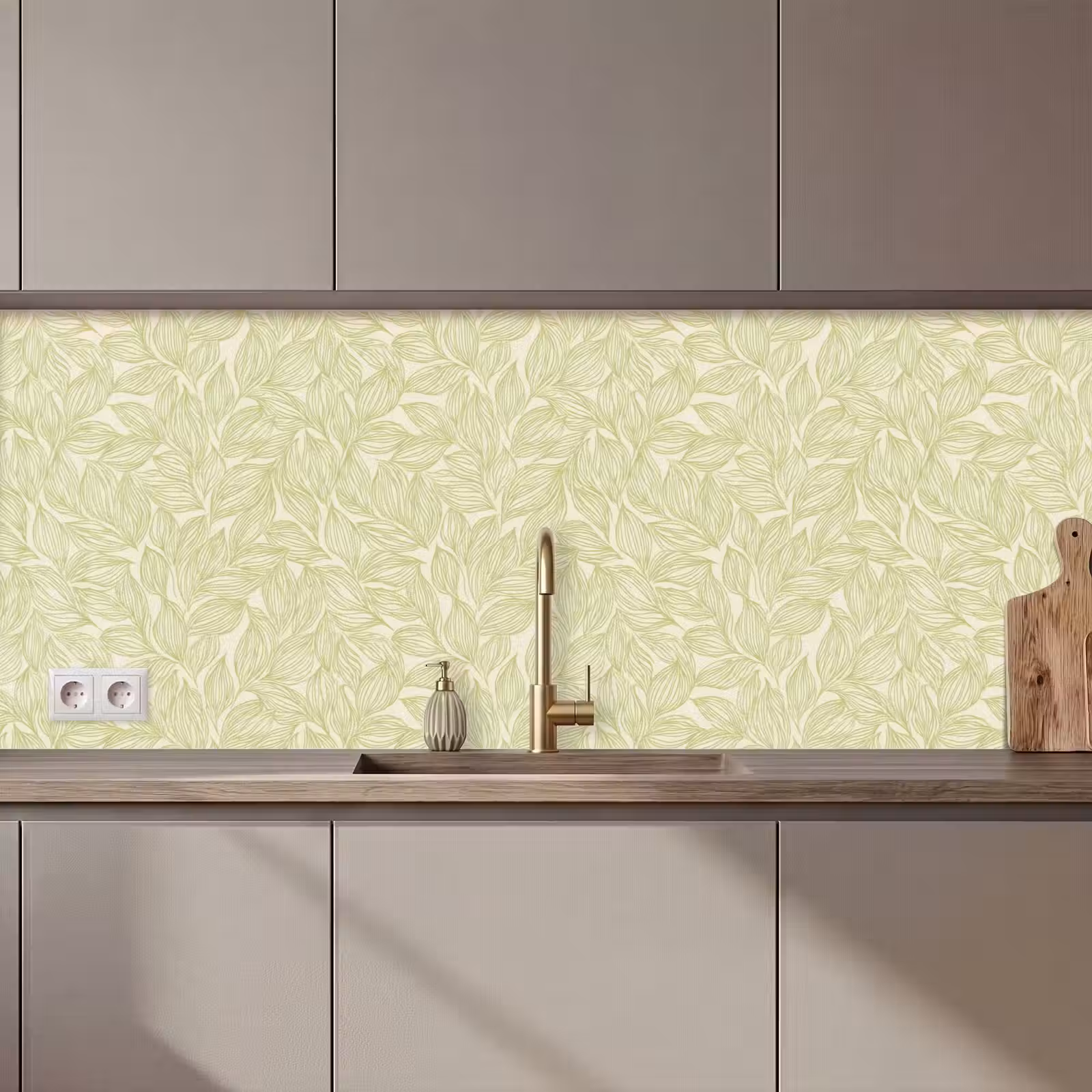 Keuken achterwand - Saliegroen - Botanisch - Bladeren - Handgetekend - Patroon — 1