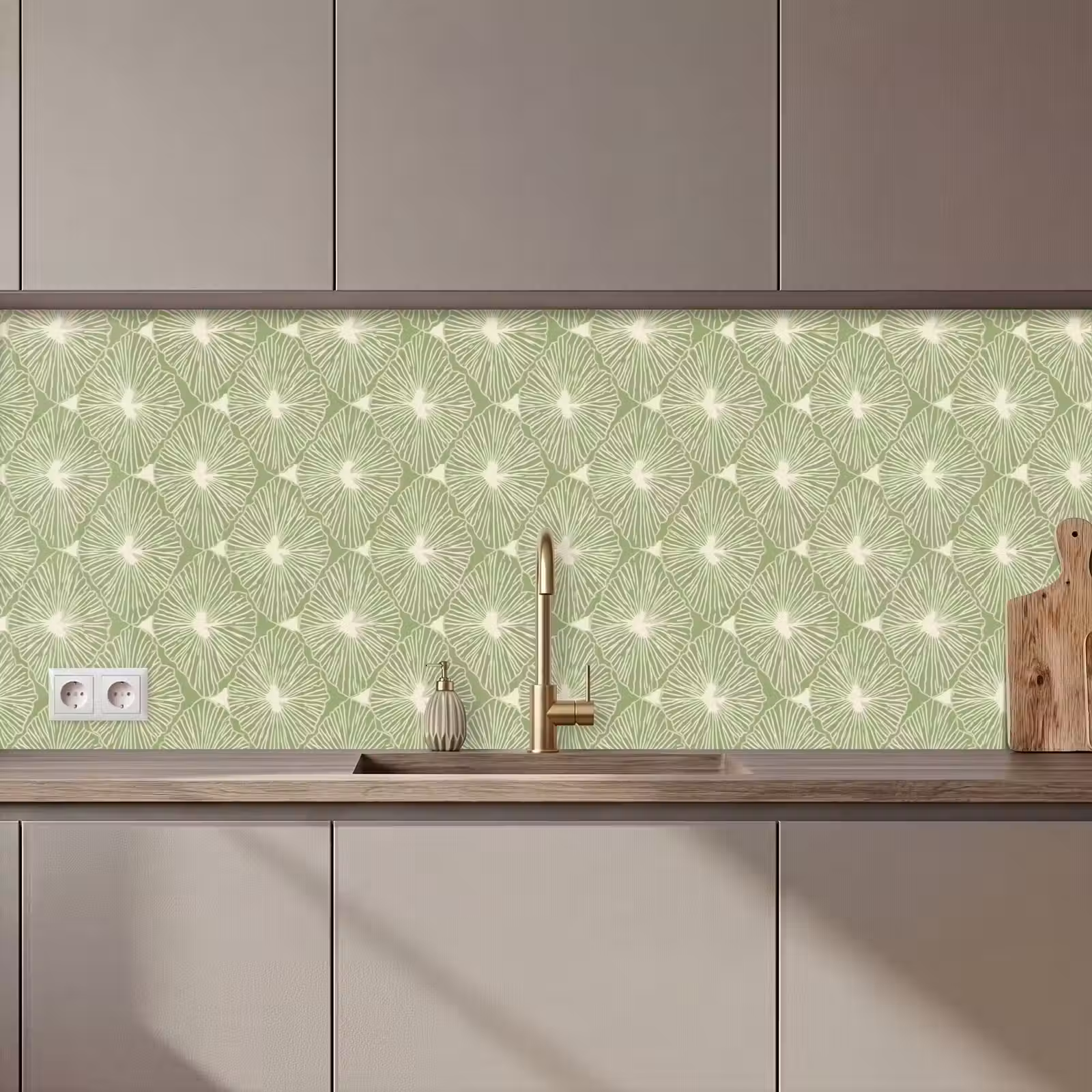 Keuken achterwand - Saliegroen - Botanisch - Ruiten - Organisch - Patroon — 1