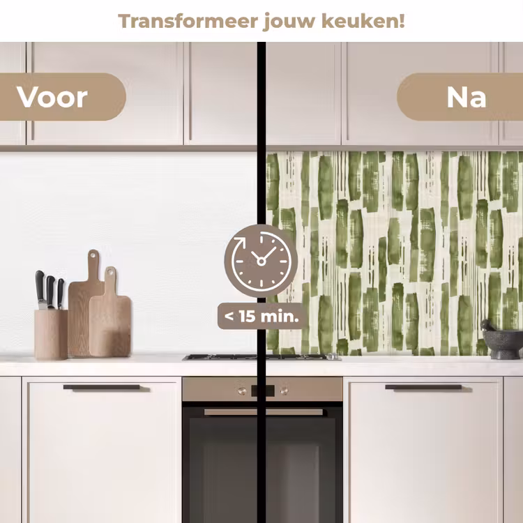 Keuken achterwand - Groen - Abstract - Penseelstreken - Linnen - Patroon — 3