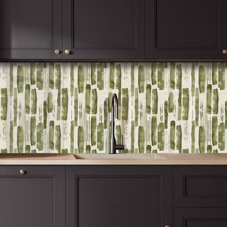 Keuken achterwand - Groen - Abstract - Penseelstreken - Linnen - Patroon — 6