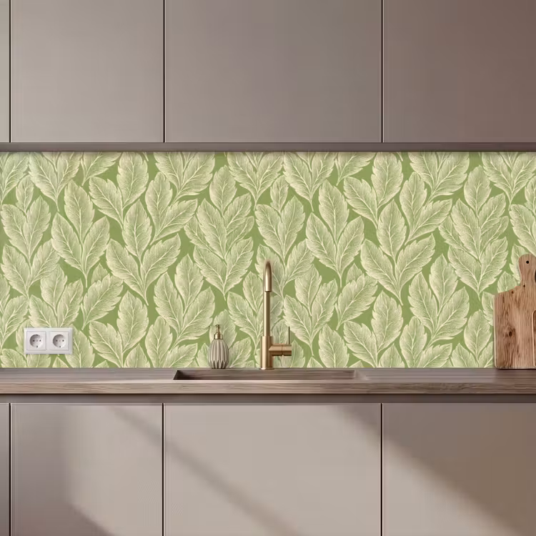 Keuken achterwand - Groen - Botanisch - Bladeren - Vintage - Patroon — 1