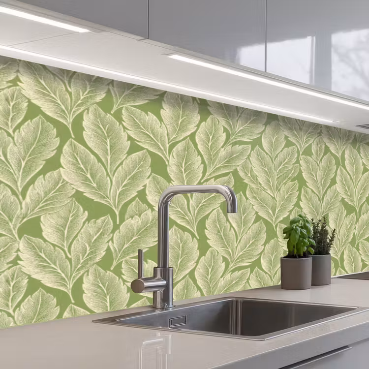 Keuken achterwand - Groen - Botanisch - Bladeren - Vintage - Patroon — 2