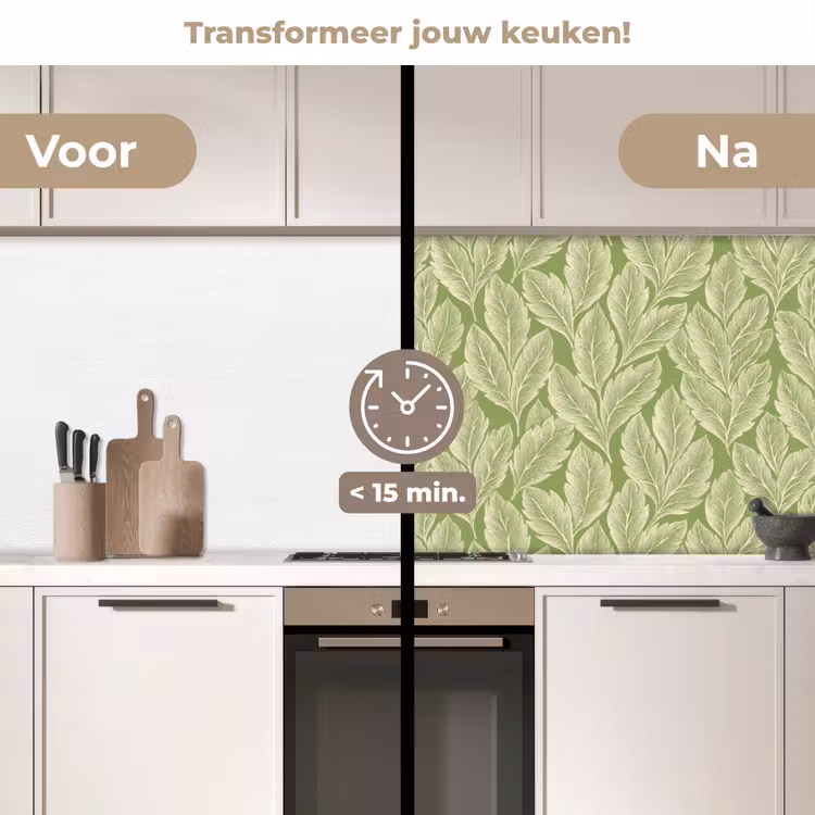 Keuken achterwand - Groen - Botanisch - Bladeren - Vintage - Patroon — 3