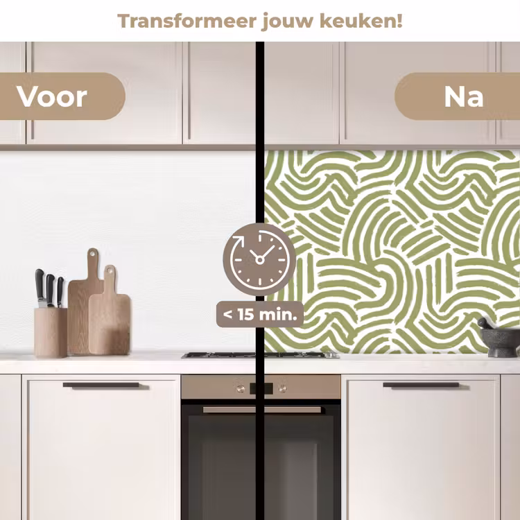 Keuken achterwand - Saliegroen - Abstract - Bogen - Handgetekend - Patroon — 3