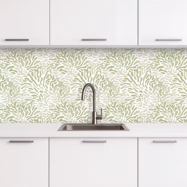 Keuken achterwand - Saliegroen - Abstract - Organisch - Koraal - Patroon — 4