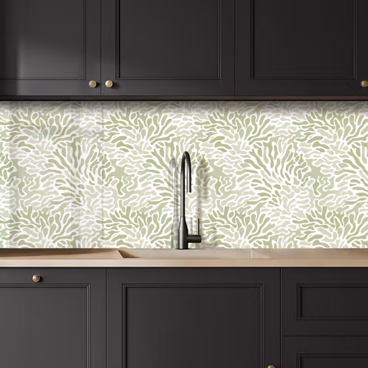 Keuken achterwand - Saliegroen - Abstract - Organisch - Koraal - Patroon — 6