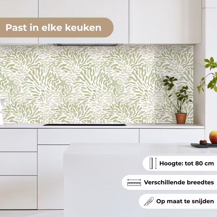 Keuken achterwand - Saliegroen - Abstract - Organisch - Koraal - Patroon — 7