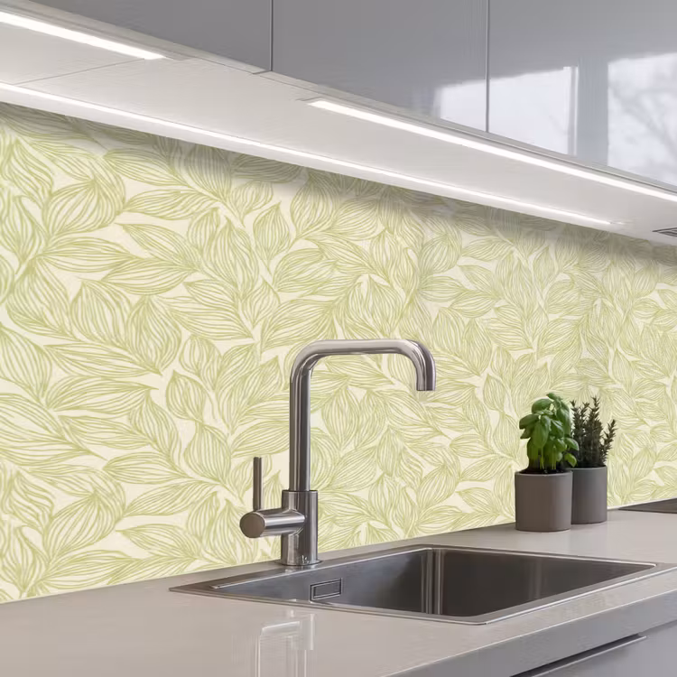 Keuken achterwand - Saliegroen - Botanisch - Bladeren - Handgetekend - Patroon — 2