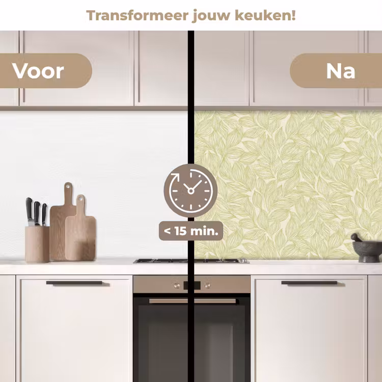 Keuken achterwand - Saliegroen - Botanisch - Bladeren - Handgetekend - Patroon — 3
