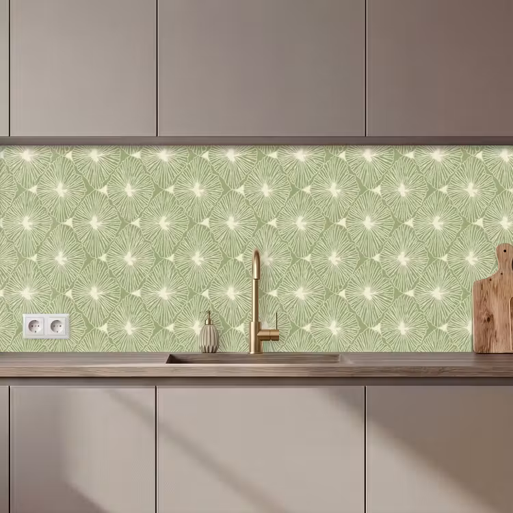 Keuken achterwand - Saliegroen - Botanisch - Ruiten - Organisch - Patroon — 1