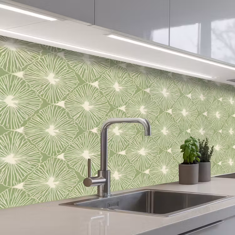 Keuken achterwand - Saliegroen - Botanisch - Ruiten - Organisch - Patroon — 2