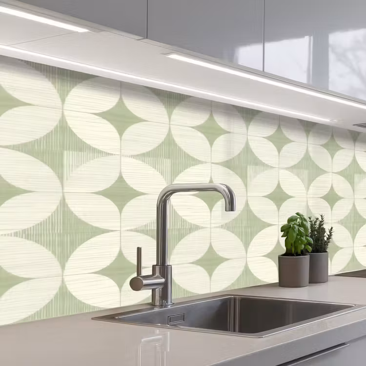 Keuken achterwand - Saliegroen - Geometrisch - Retro - Mid-Century - Patroon — 2