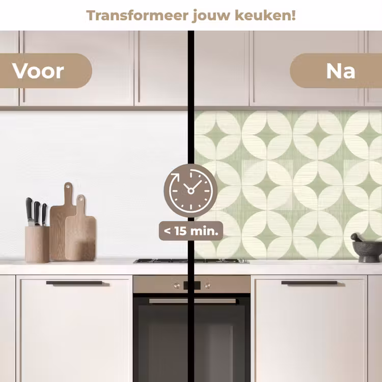 Keuken achterwand - Saliegroen - Geometrisch - Retro - Mid-Century - Patroon — 3
