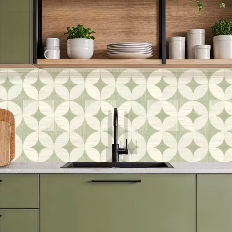 Keuken achterwand - Saliegroen - Geometrisch - Retro - Mid-Century - Patroon — 8