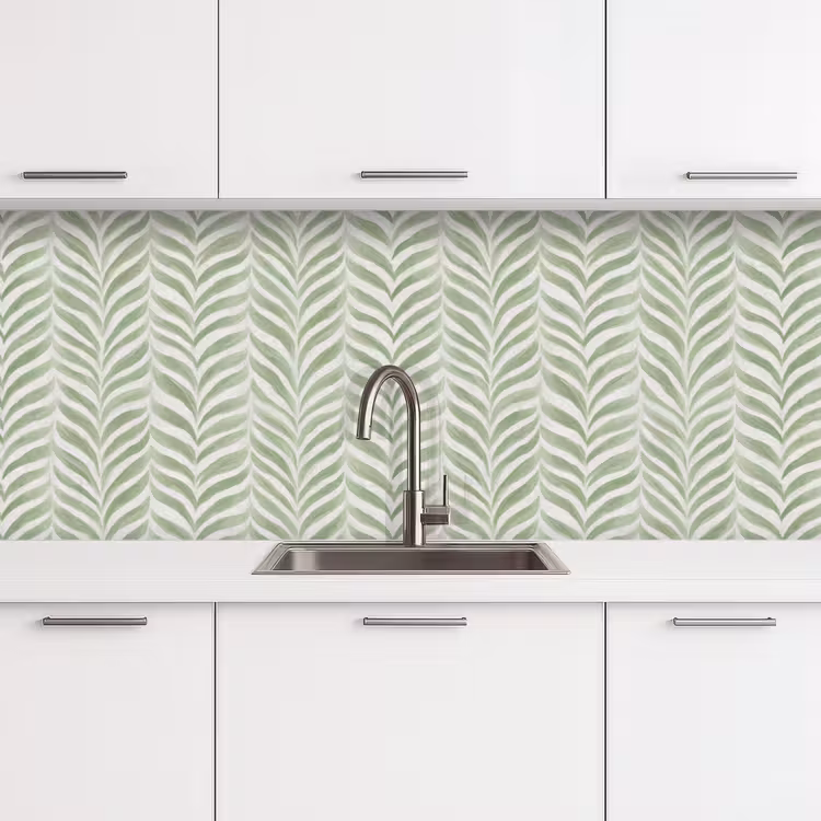 Keuken achterwand - Saliegroen - Visgraat - Organisch - Penseelstreken - Patroon — 4