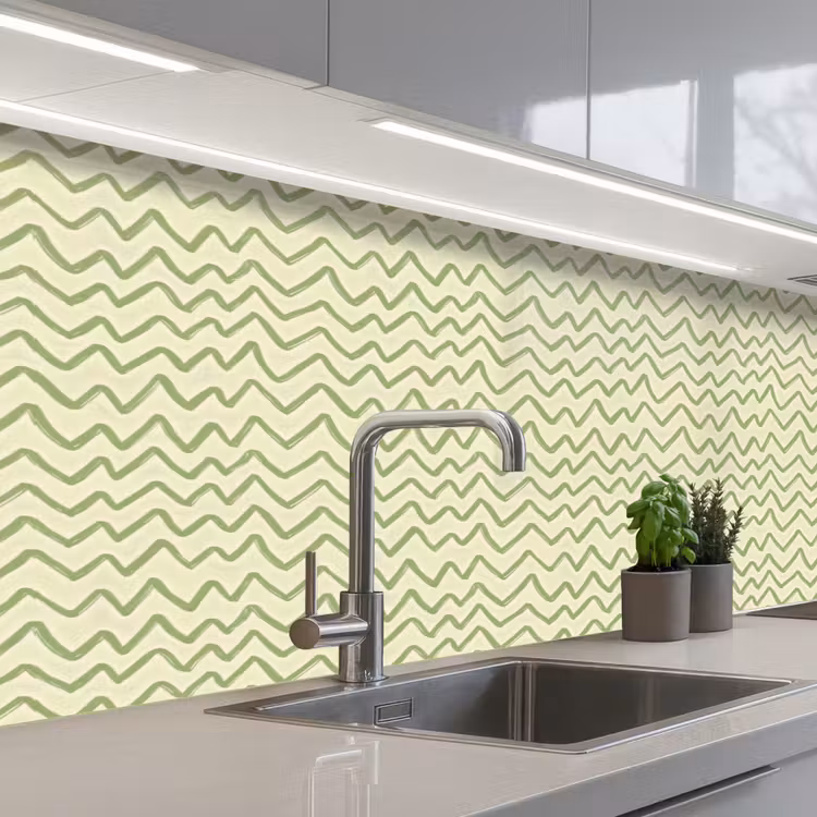 Keuken achterwand - Saliegroen - Zigzag - Handgetekend - Patroon — 2