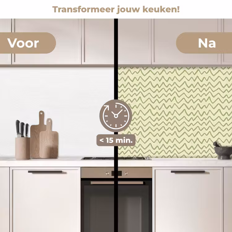 Keuken achterwand - Saliegroen - Zigzag - Handgetekend - Patroon — 3