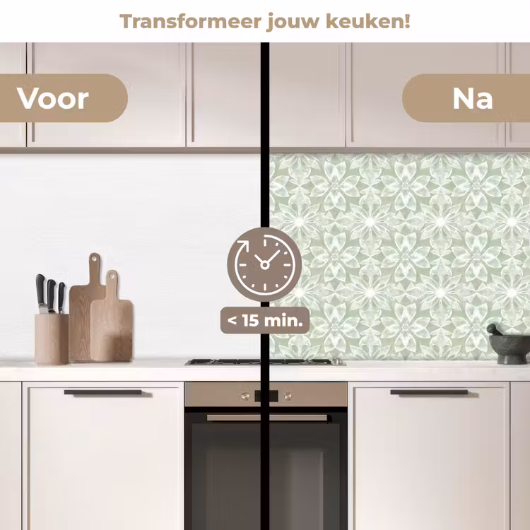 Keuken achterwand - Saliegroen - Symmetrisch - Mandala - Ornament - Patroon — 3