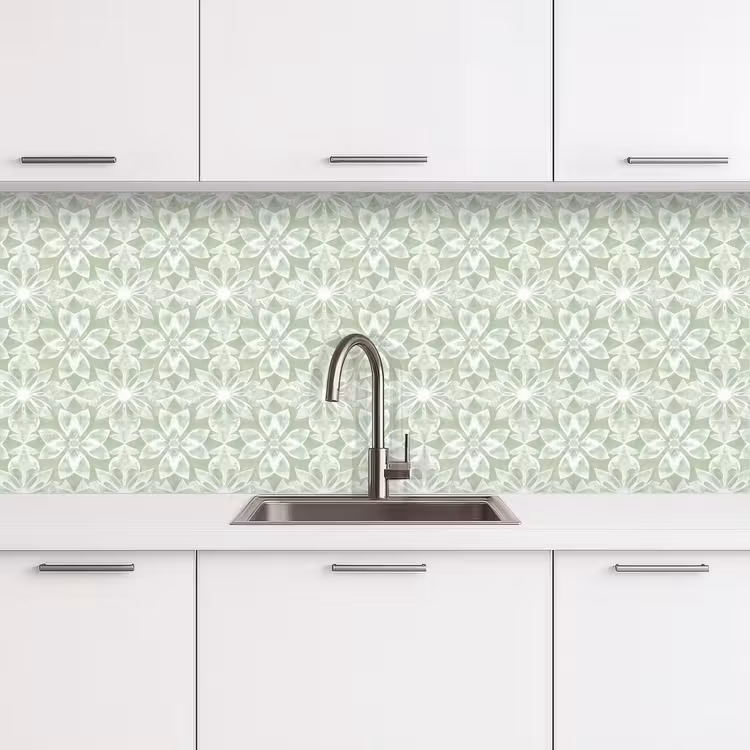 Keuken achterwand - Saliegroen - Symmetrisch - Mandala - Ornament - Patroon — 4