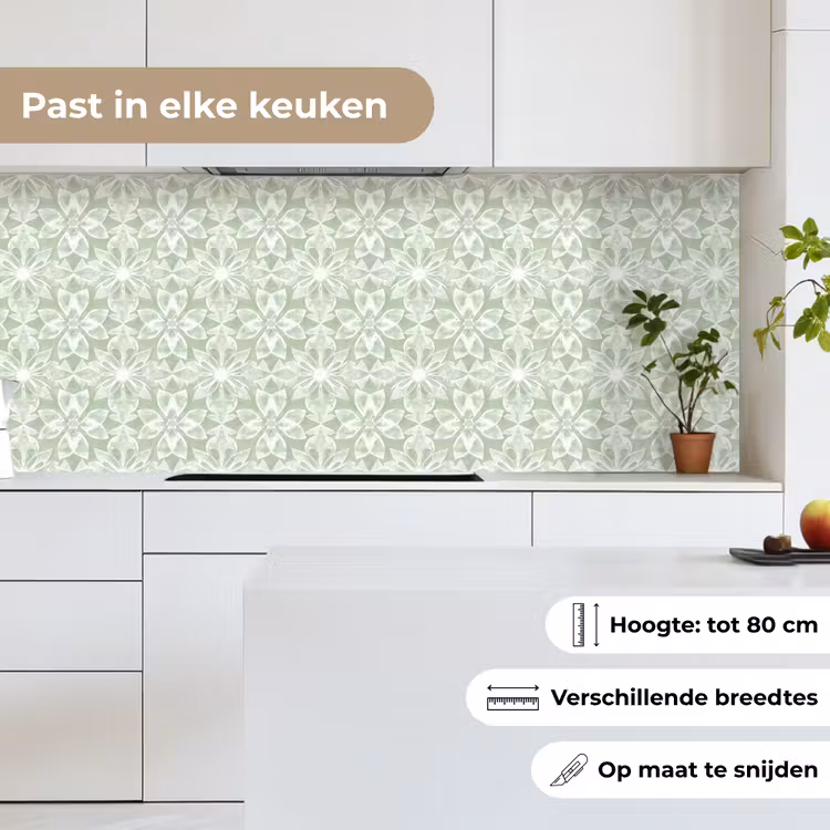 Keuken achterwand - Saliegroen - Symmetrisch - Mandala - Ornament - Patroon — 7