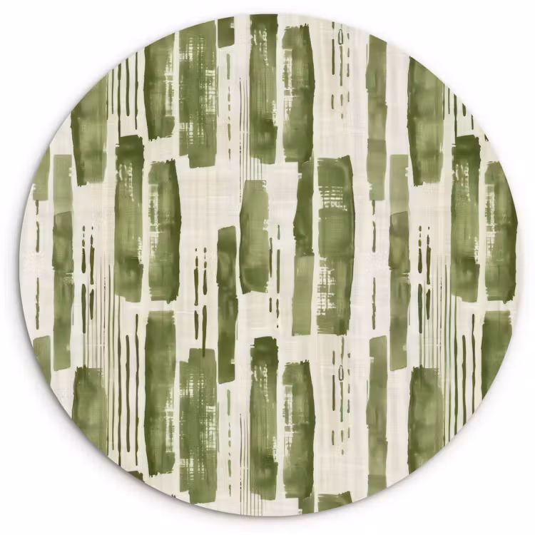 Muurcirkel - Groen - Abstract - Penseelstreken - Linnen - Patroon — 1