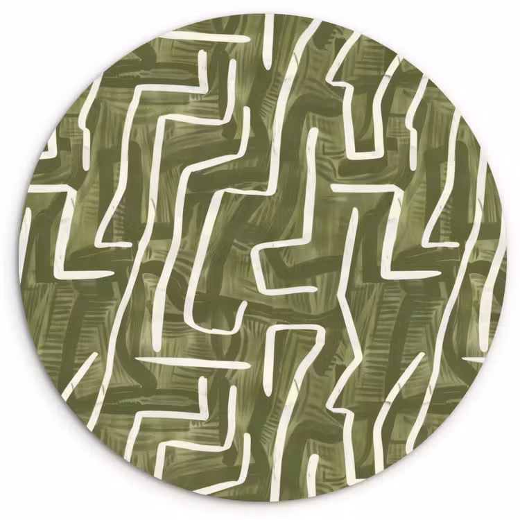 Muurcirkel - Groen - Abstract - Penseelstreken - Patroon — 1