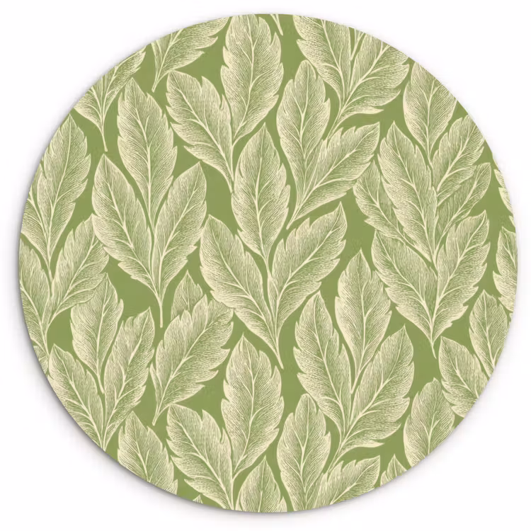 Muurcirkel - Groen - Botanisch - Bladeren - Vintage - Patroon — 1