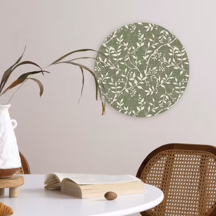 Muurcirkel - Saliegroen - Botanisch - Takken - Besjes - Linnen - Patroon — 4