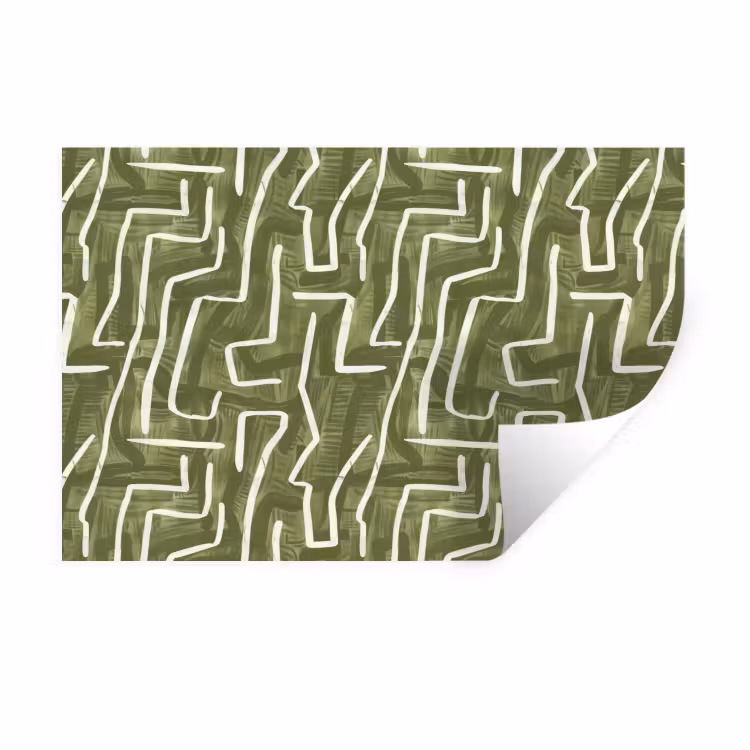 Muursticker - Groen - Abstract - Penseelstreken - Patroon — 1