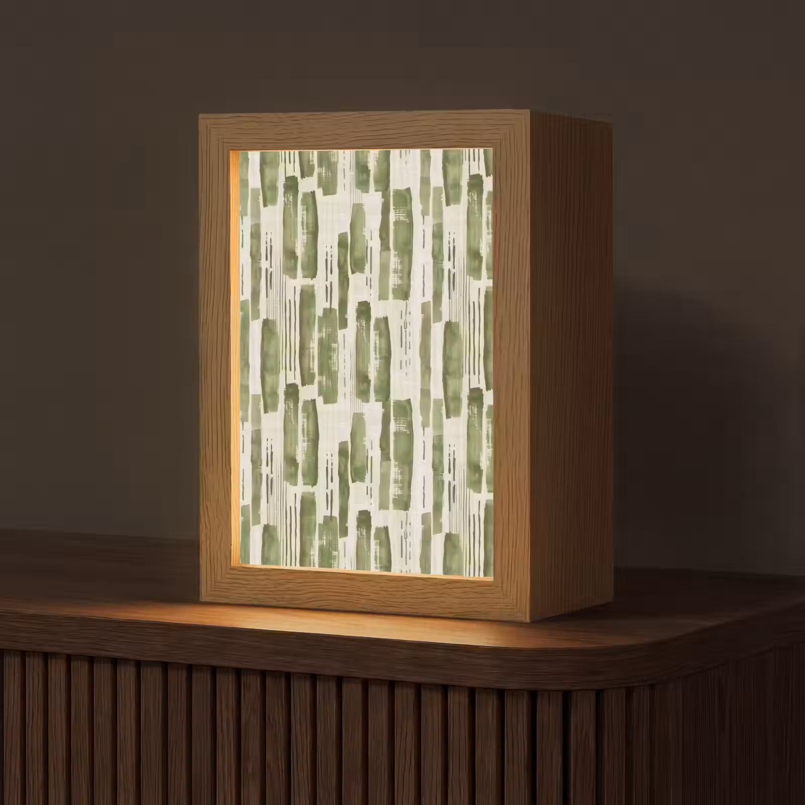 Gepersonaliseerd Lightbox - Groen - Abstract - Penseelstreken - Linnen - Patroon — 1