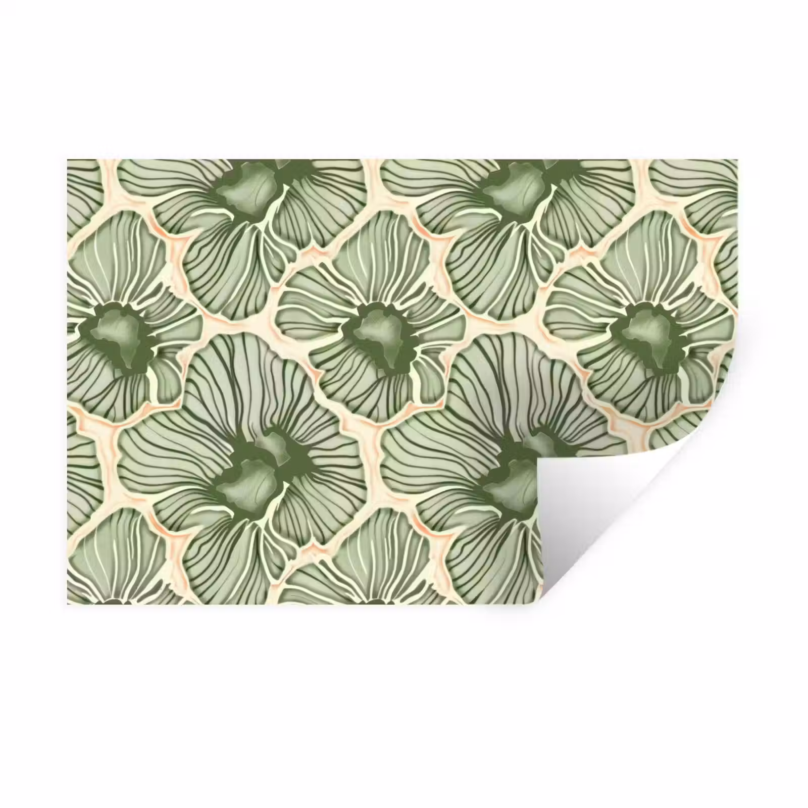 Muursticker - Groen - Botanisch - Bloemen - Organisch - Patroon — 1