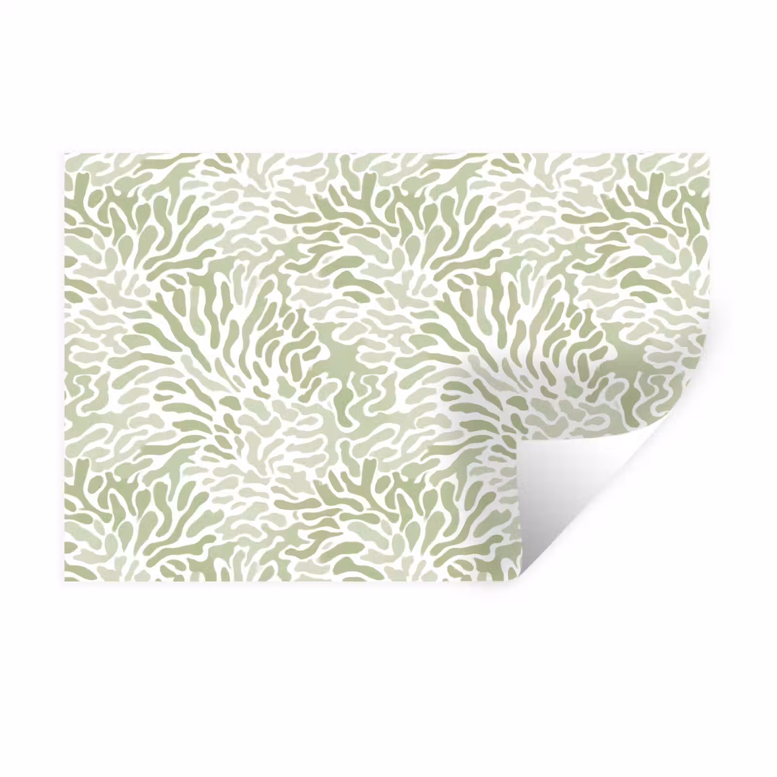 Muursticker - Saliegroen - Abstract - Organisch - Koraal - Patroon — 1