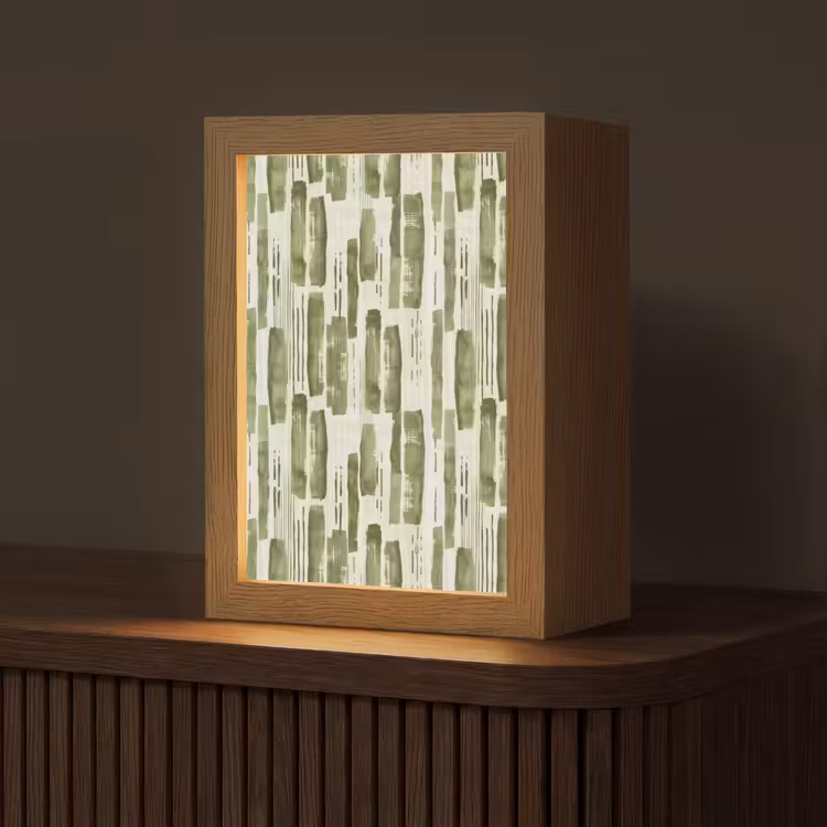 Gepersonaliseerd Lightbox - Groen - Abstract - Penseelstreken - Linnen - Patroon — 1