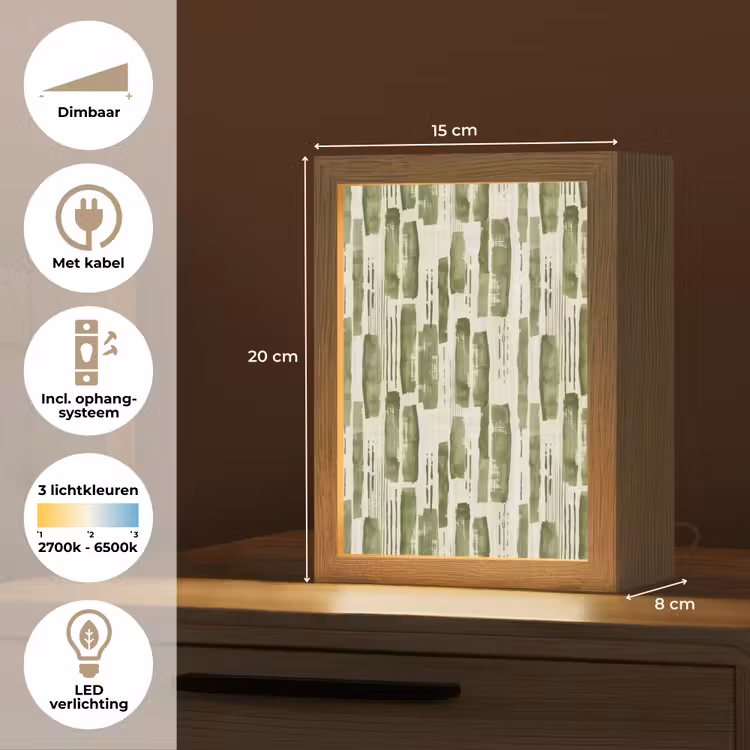 Gepersonaliseerd Lightbox - Groen - Abstract - Penseelstreken - Linnen - Patroon — 7