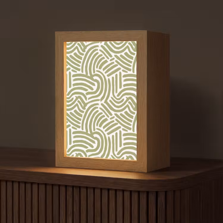 Gepersonaliseerd Lightbox - Saliegroen - Abstract - Bogen - Handgetekend - Patroon — 1