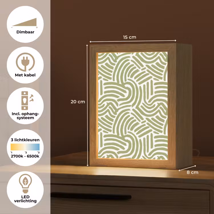 Gepersonaliseerd Lightbox - Saliegroen - Abstract - Bogen - Handgetekend - Patroon — 7