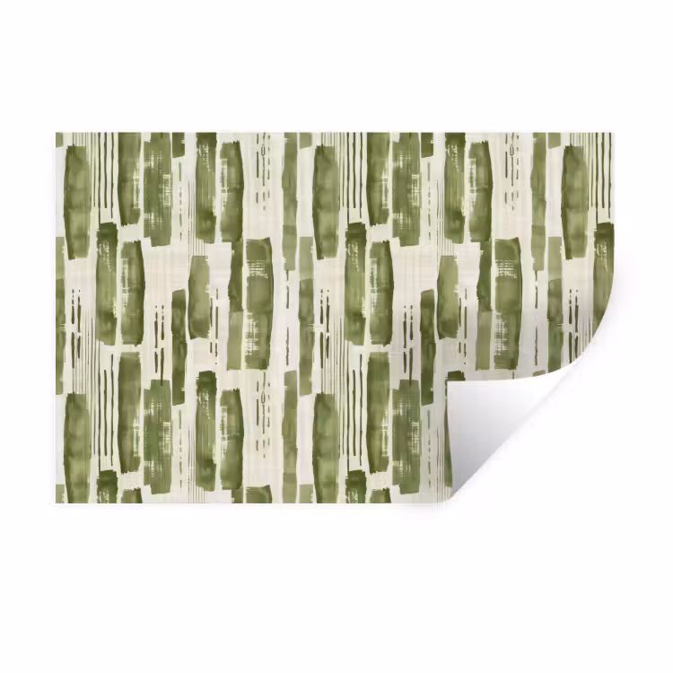 Muursticker - Groen - Abstract - Penseelstreken - Linnen - Patroon — 1